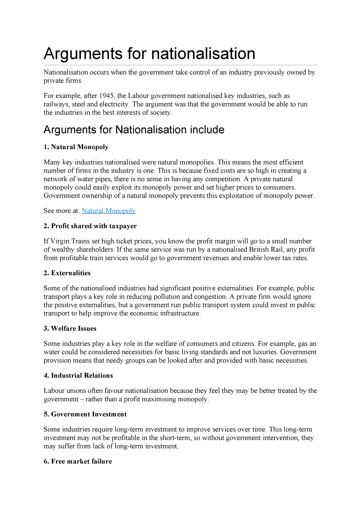 Arguments For Nationalisation - Arguments For Nationalisation ...