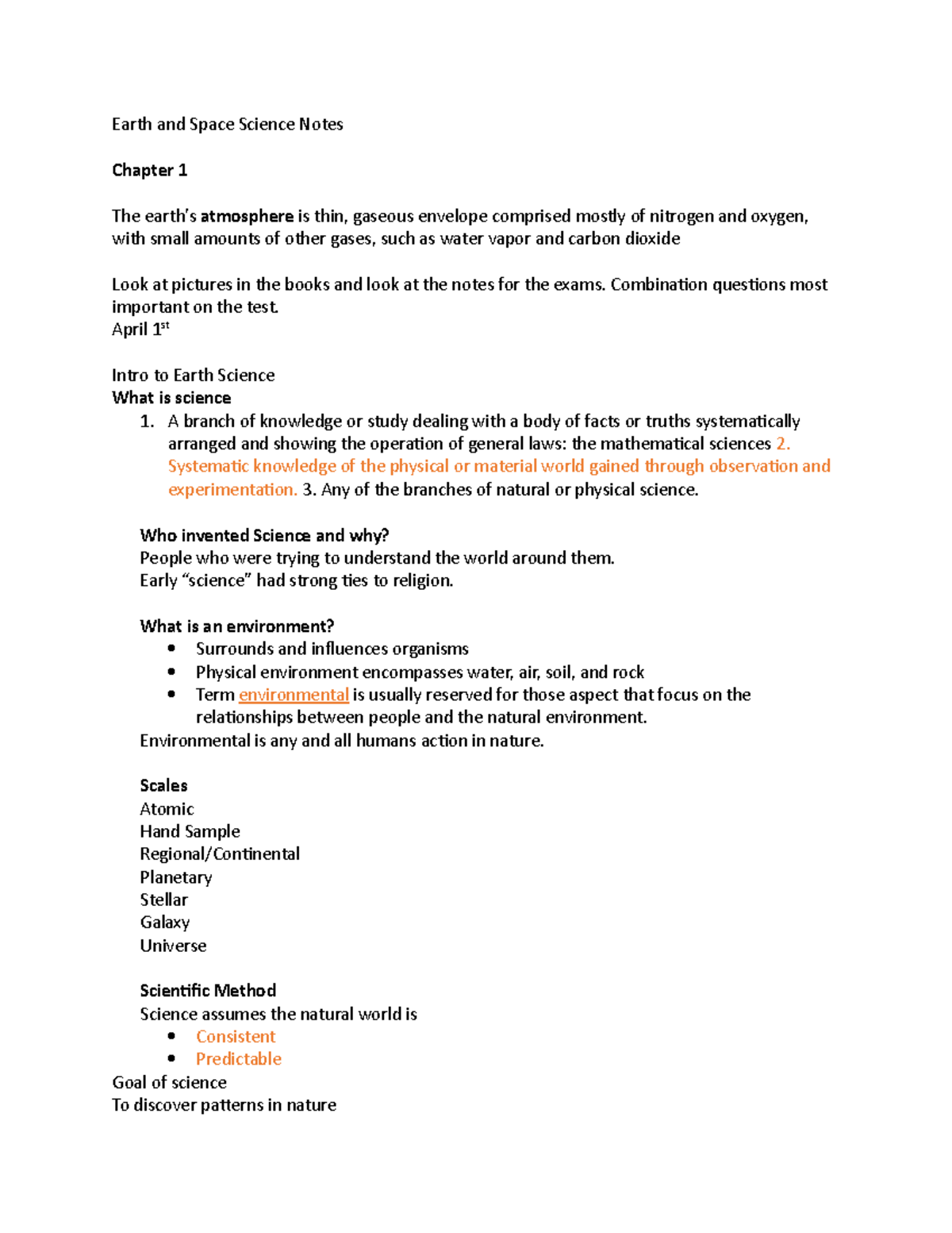 Earth And Space Science Chapter 1 And 2 Notes - Earth And Space Science ...