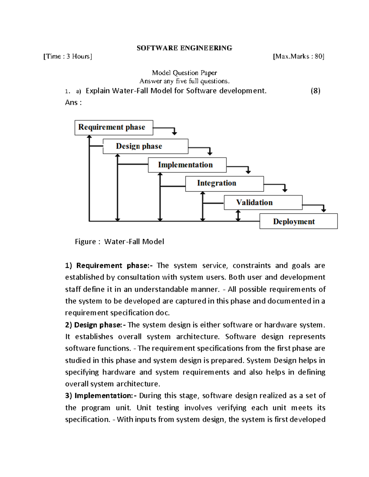 Software Engineering Model Question Paper and Answer - SOFTWARE ...