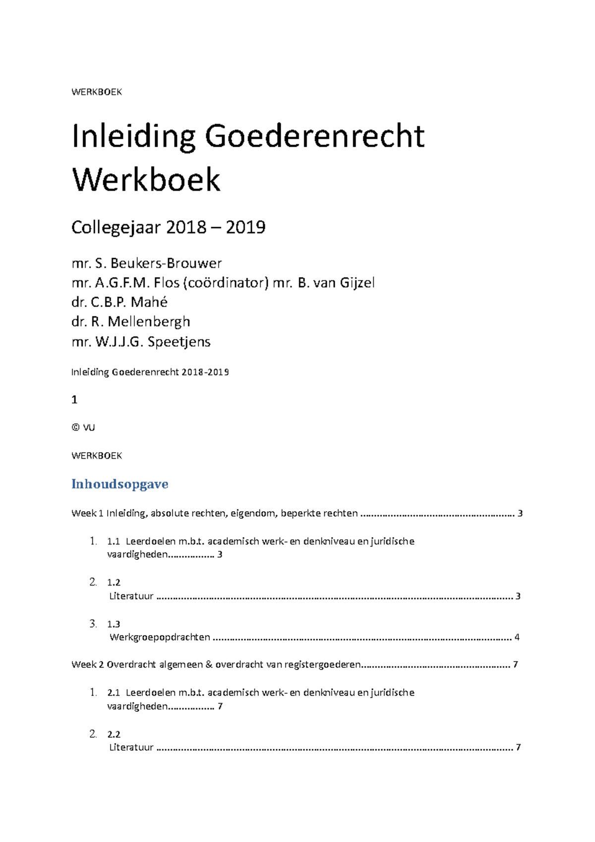 Werkboek Goederenrecht - WERKBOEK Inleiding Goederenrecht Werkboek ...