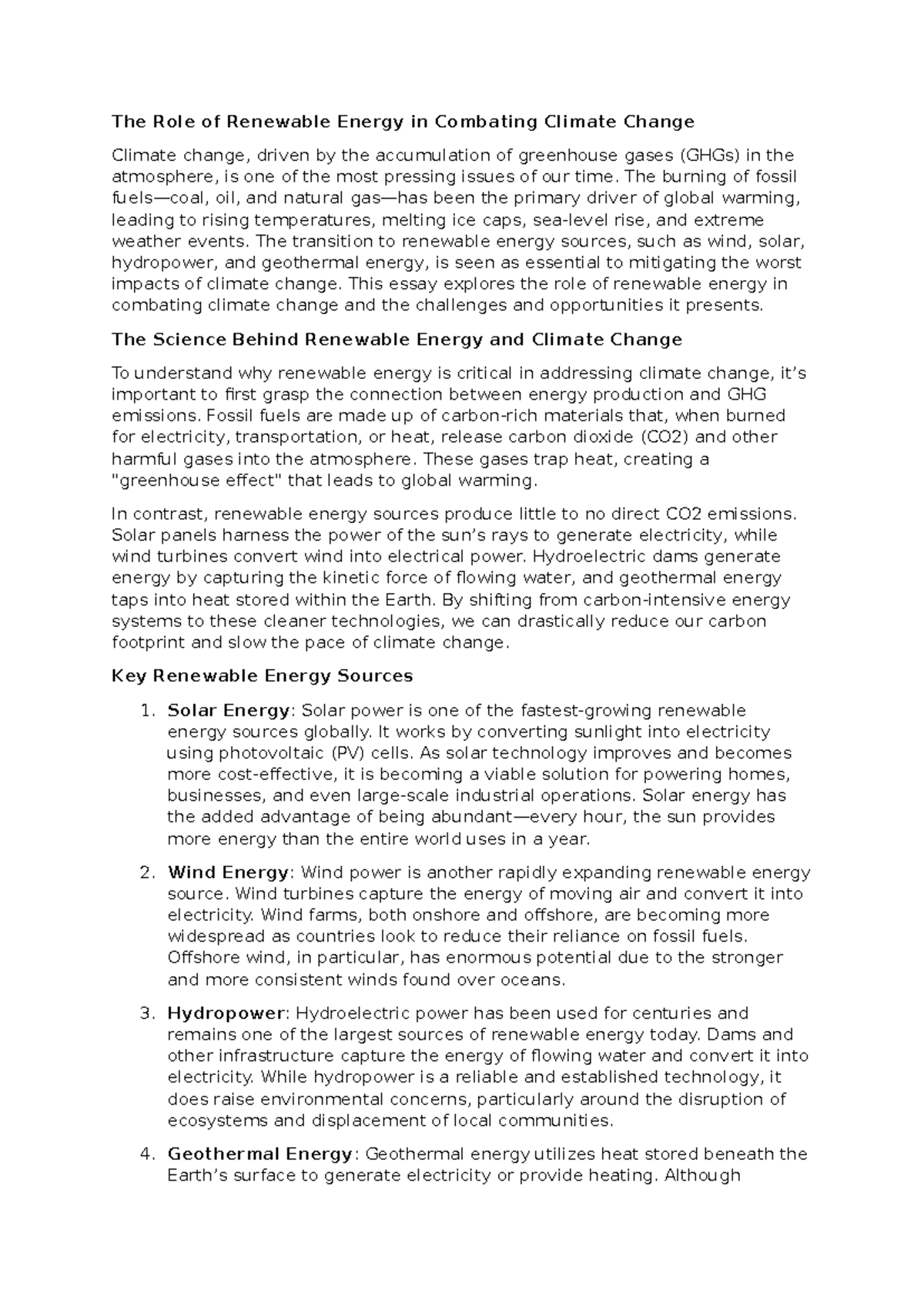 The Role of Renewable Energy in Combating Climate Change - The burning ...
