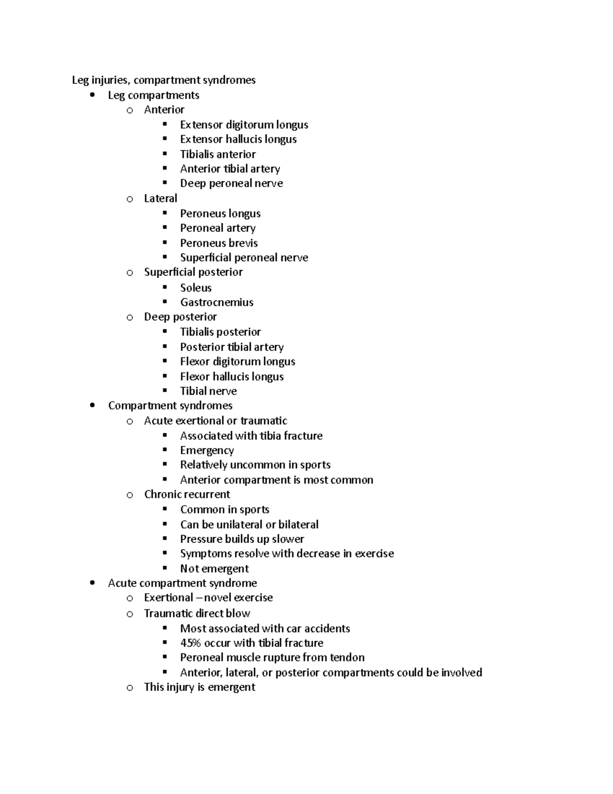 Leg injuries - leg injury lecture notes - Leg injuries, compartment ...