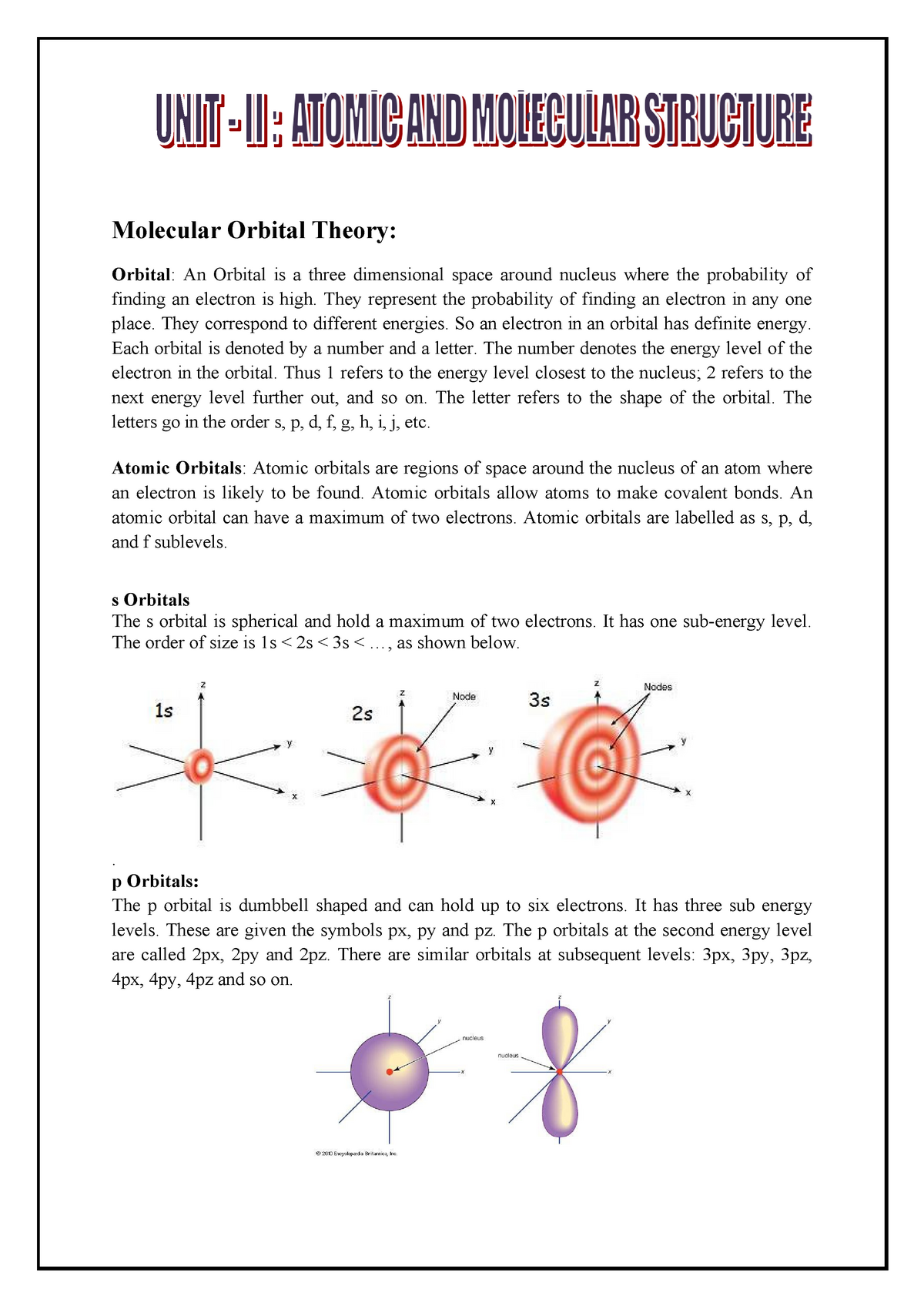 assignment on molecular orbital theory