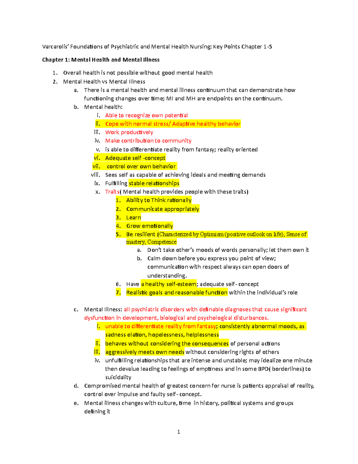 Varcarolis'Psychiatric&Mental Health Notesch 1-5 - Foundations Of Psychiatric And Mental Health ...