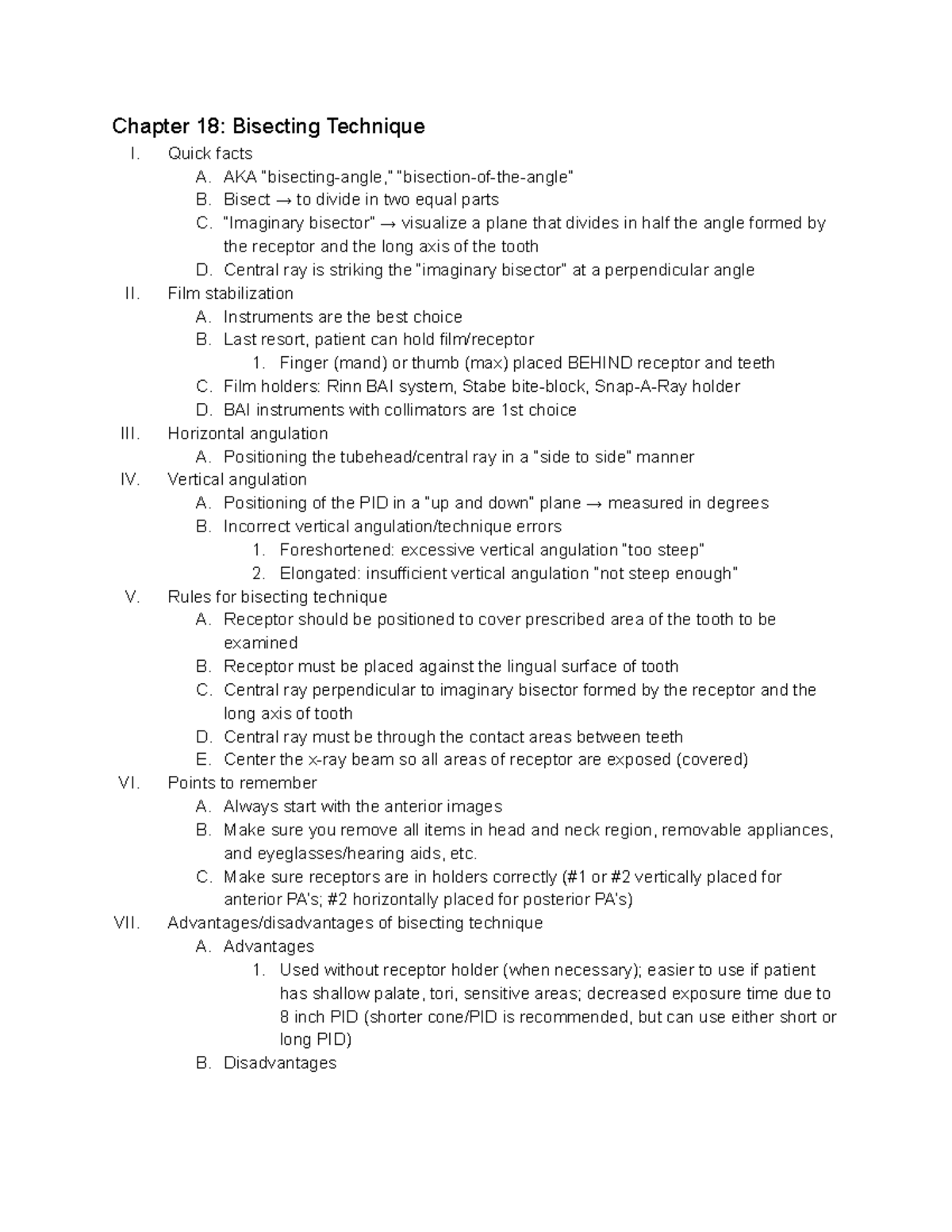 DH 219 Dental Hygiene Radiology notes from textbooks, class, powerpoints. Chapter 18