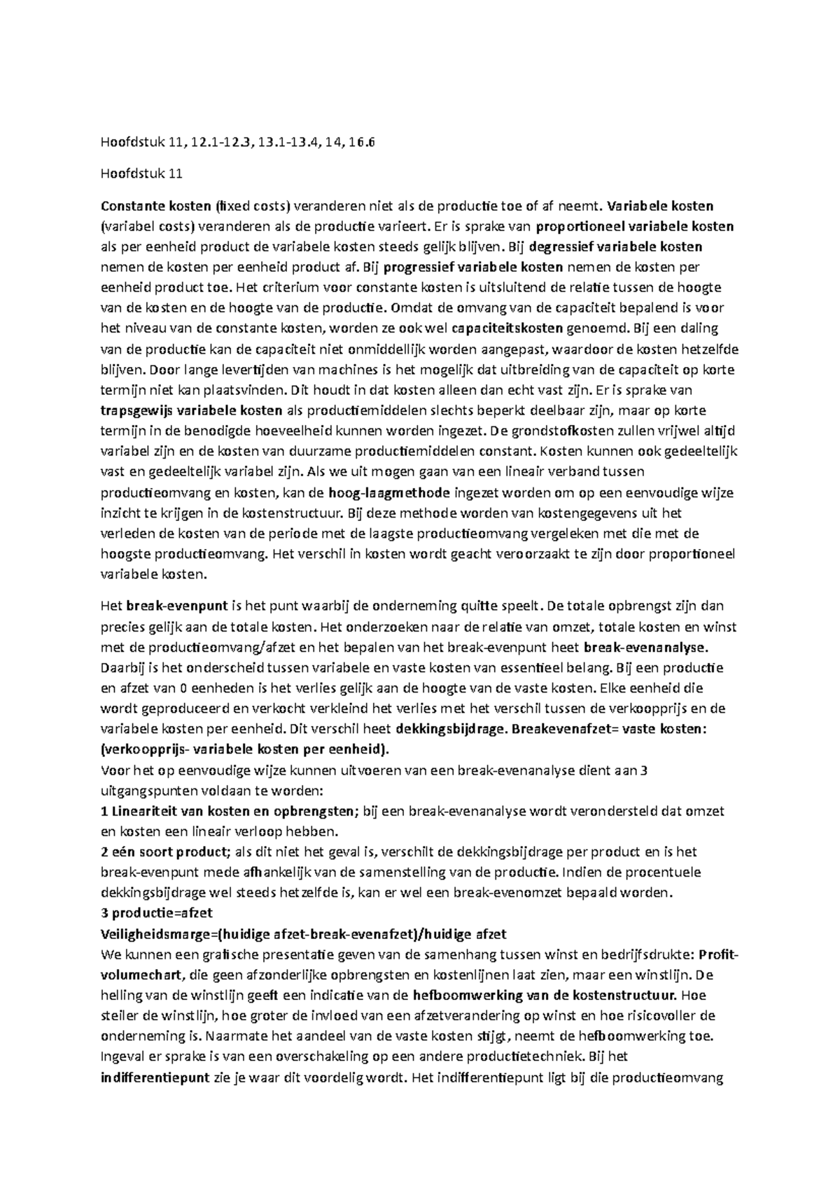 Samenvatting Basisboek Bedrijfseconomie Hoofdstuk 11, 12.1-12.3, 13.1 ...