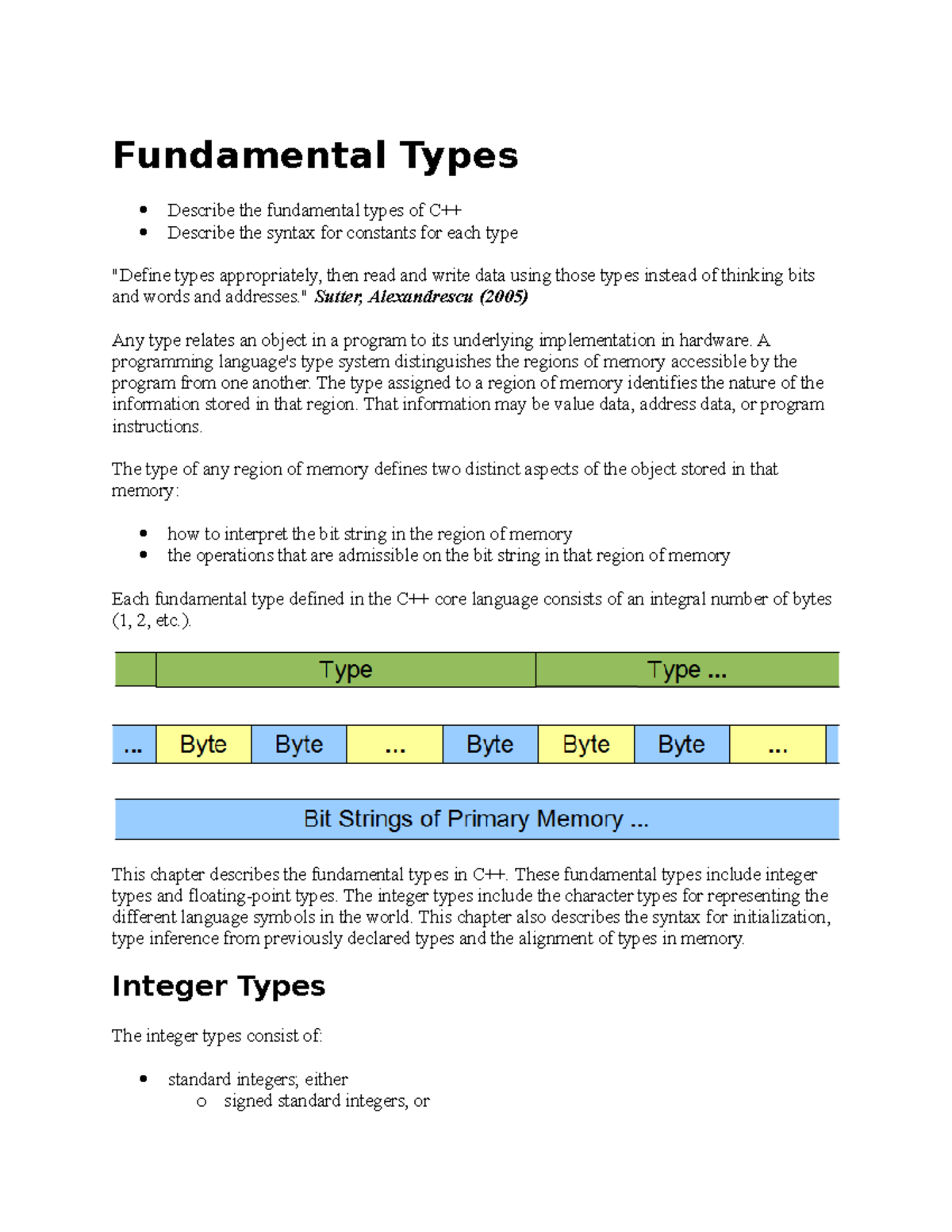 Fundamental Types - Fundamental Types Describe the fundamental types of ...