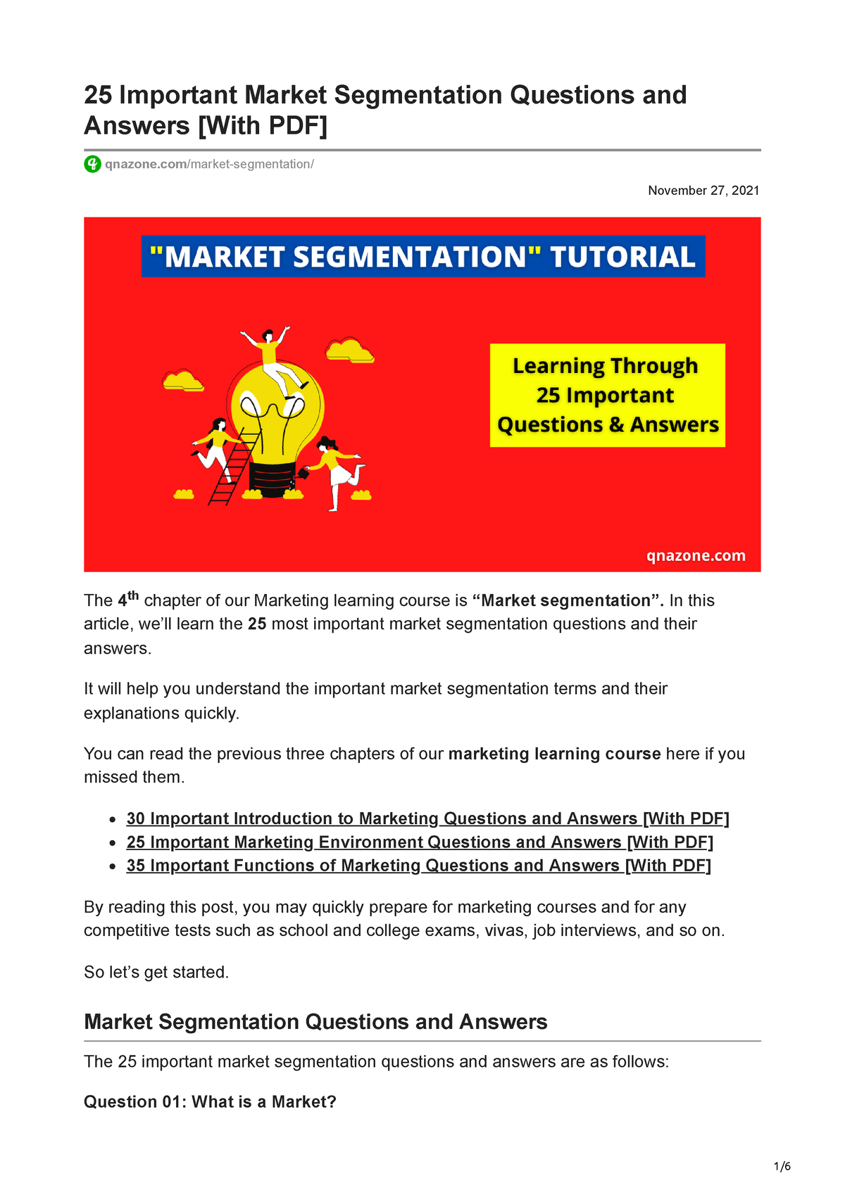 market segmentation essay questions and answers