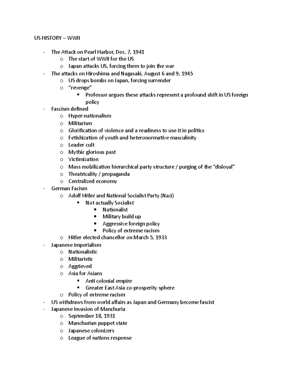 US History ww2 Lecture notes on WW2. US HISTORY WWII The Attack