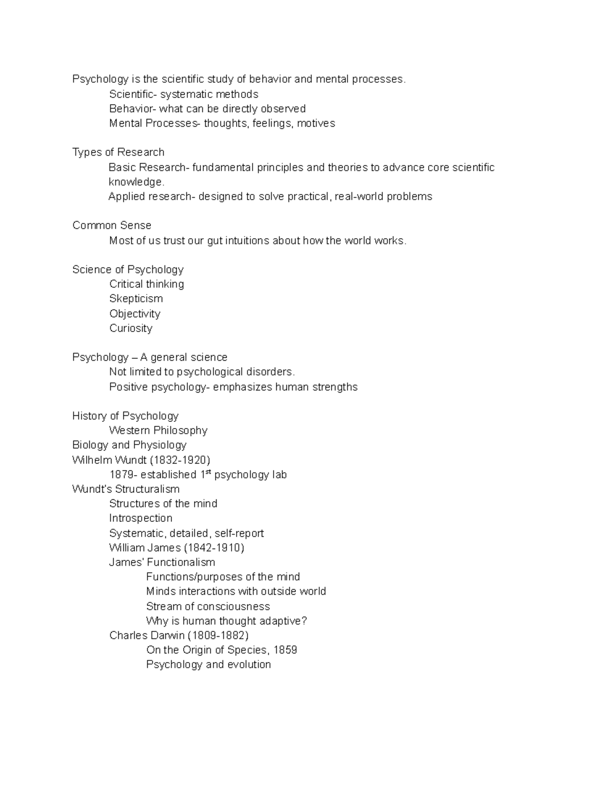 Psych Chapter 1 - Psychology Is The Scientific Study Of Behavior And ...