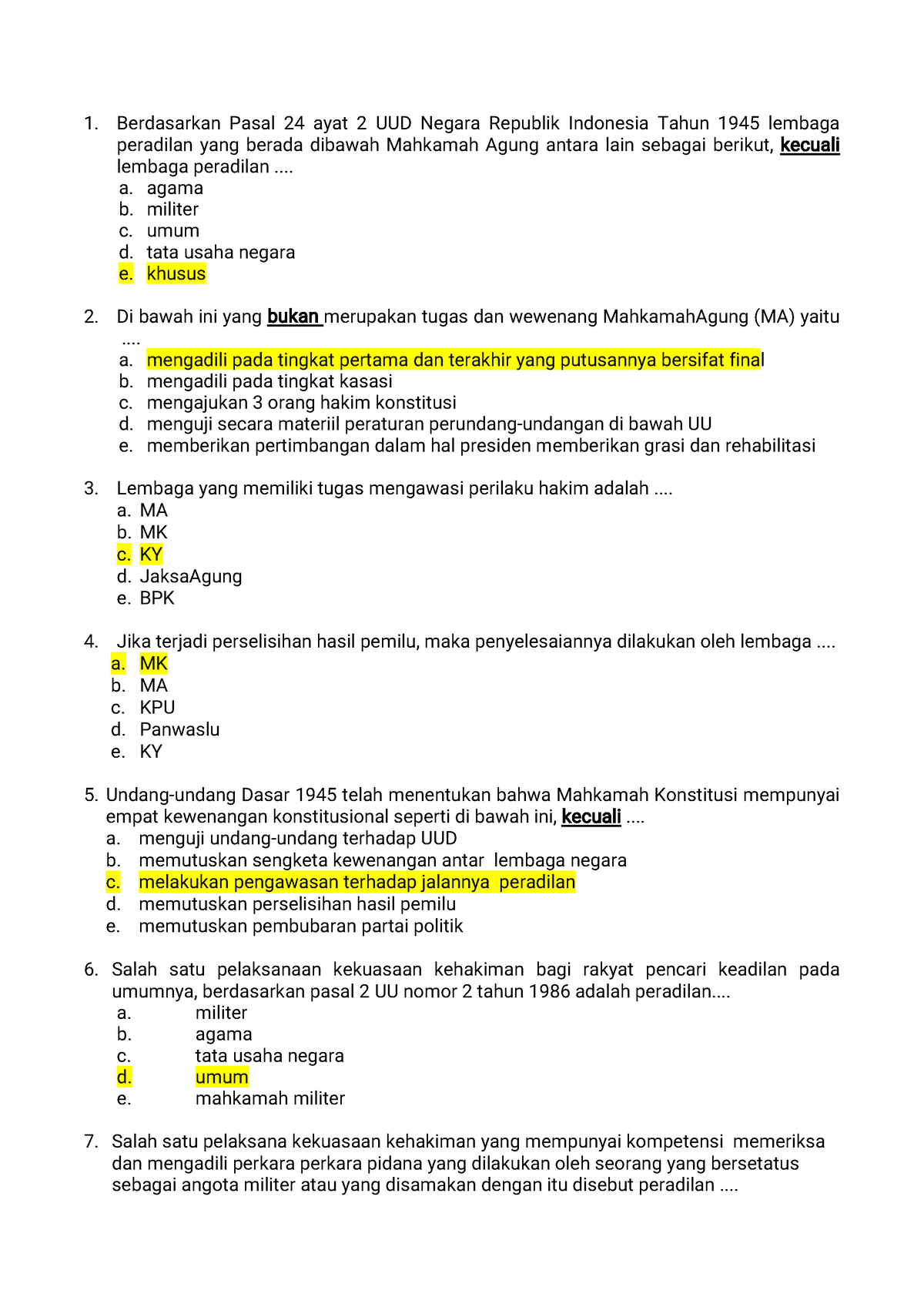 Contoh Soal Ppkn - Berdasarkan Pasal 24 Ayat 2 UUD Negara Republik ...