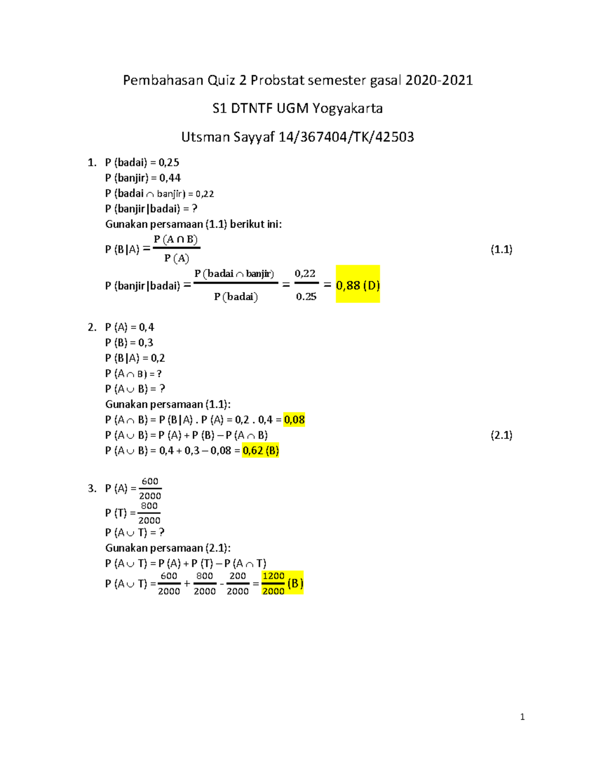 Sample/practice Exam Autumn 2020, Answers - 1 Pembahasan Quiz 2 Pr ...