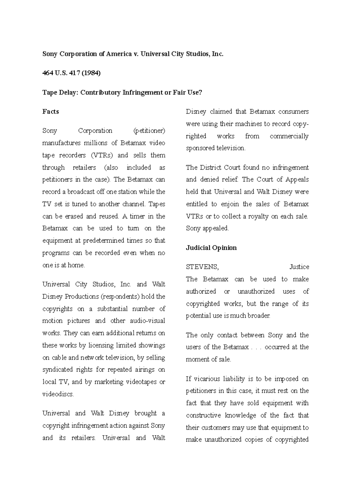 Case 1 Case study của chap 1 Sony Corporation of America v
