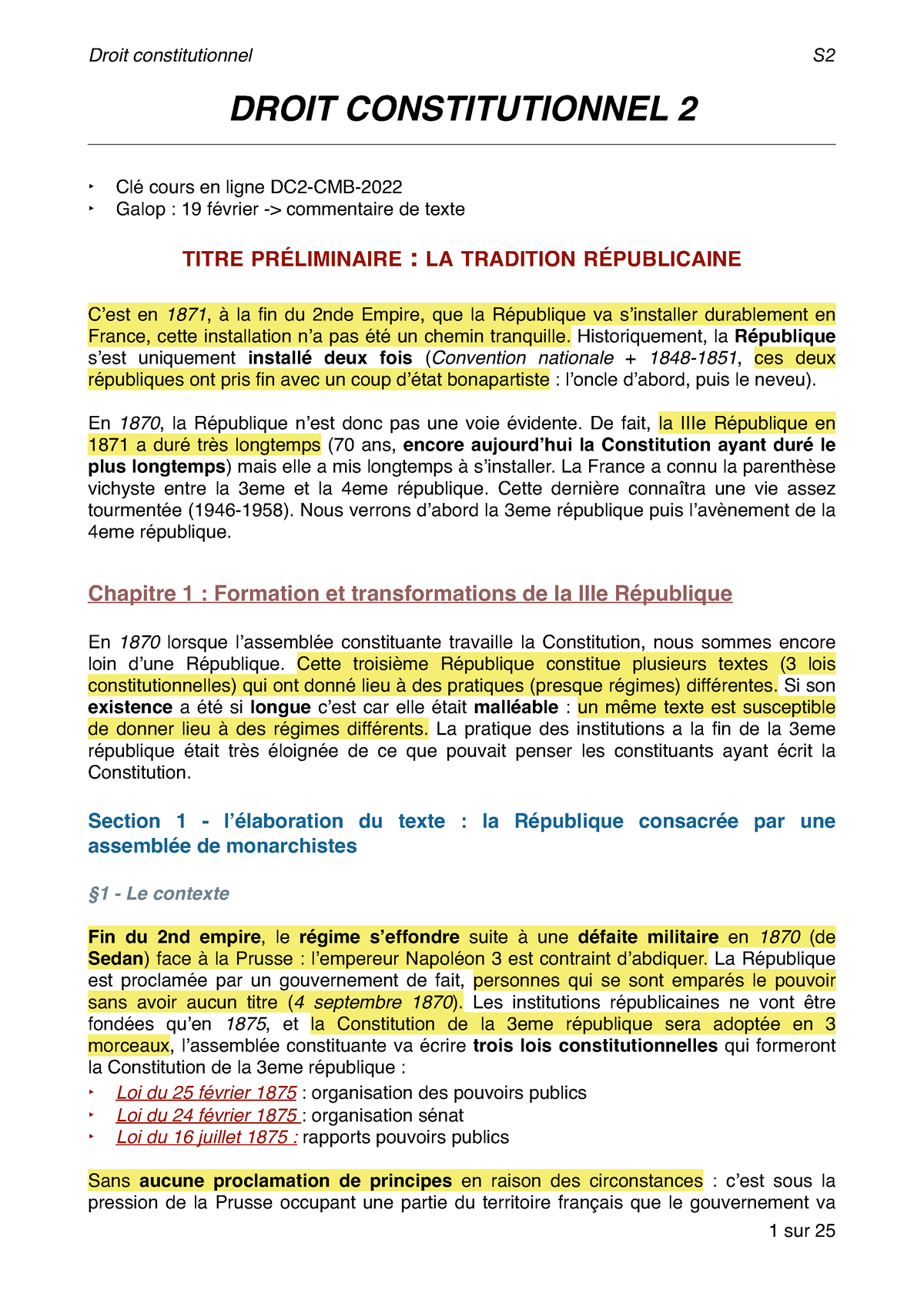 CM Droit Constitutionnel 2 L1 Ss2 - Université Paris Nanterre - Studocu