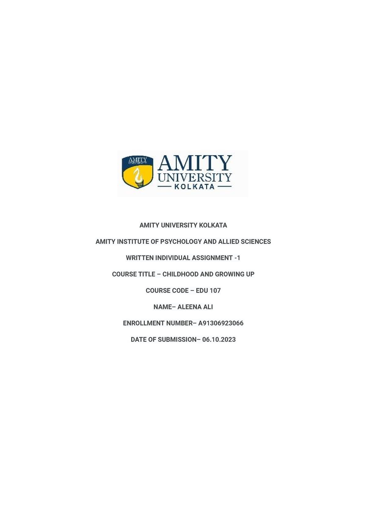 amity university assignment