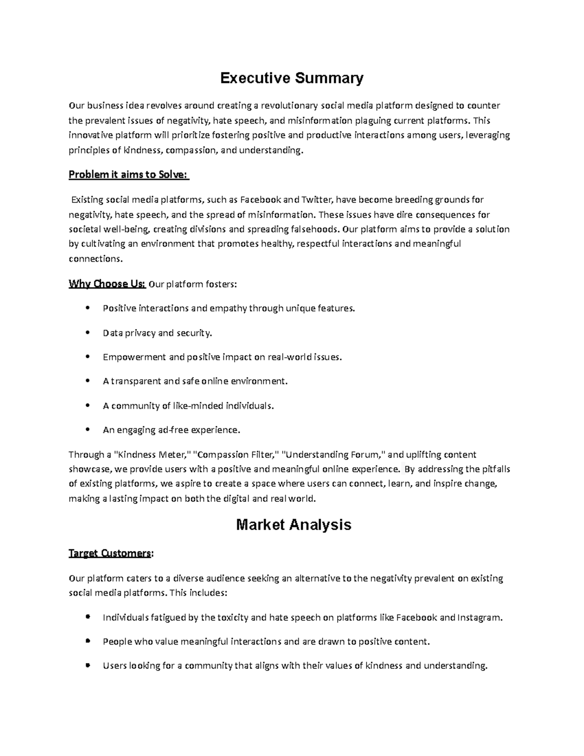 Business model - Executive Summary Our business idea revolves around ...