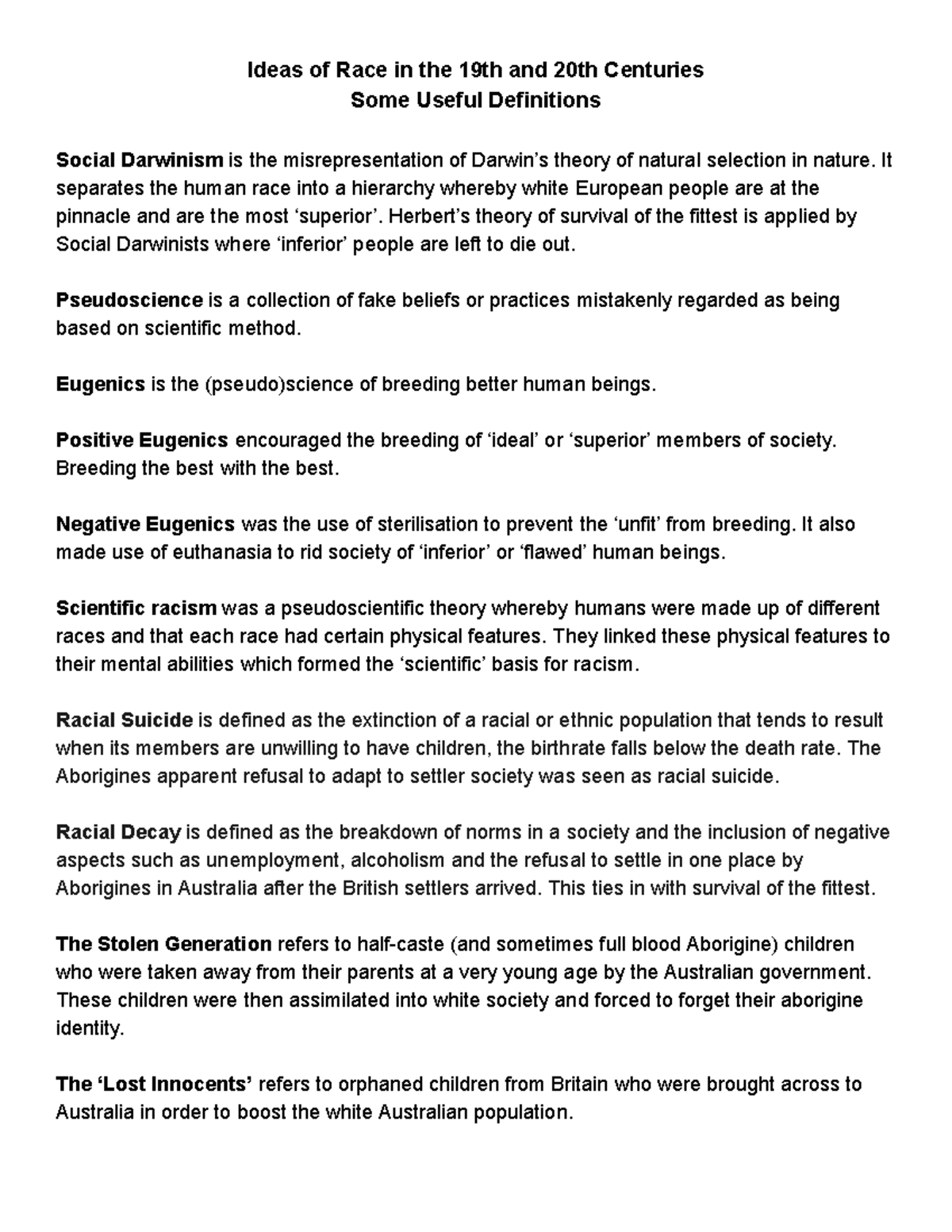 Gr11 Pseudoscience definitions - Ideas of Race in the 19th and 20th ...