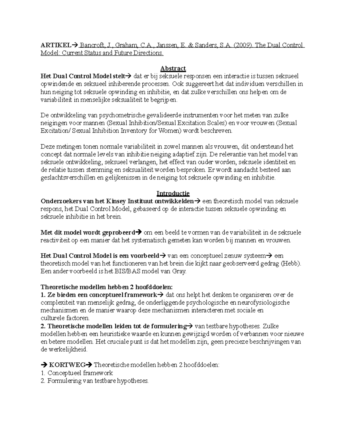 Taak 3 Bancroft ARTIKEL Bancroft, J., Graham, C., Janssen, E