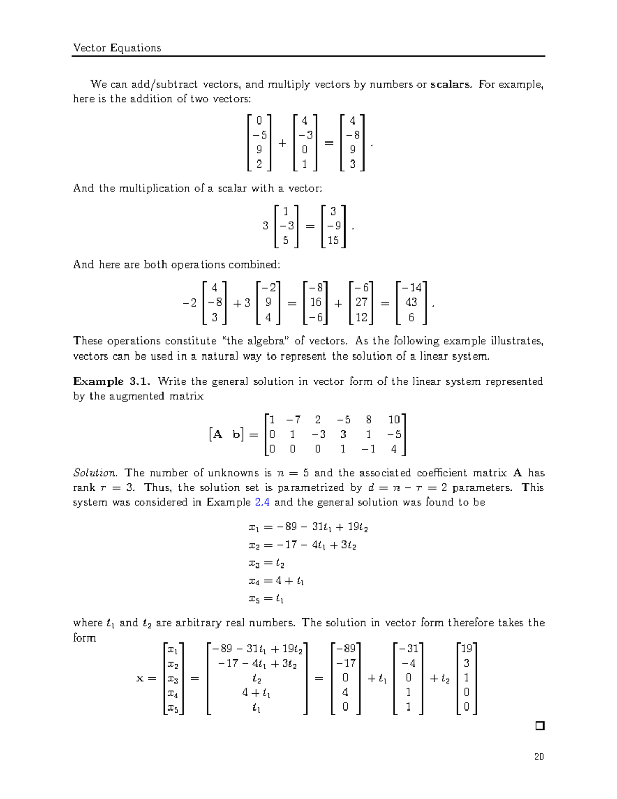 Linear Algebra-5 - Good - Vector Equations We Can Add/subtract Vectors ...