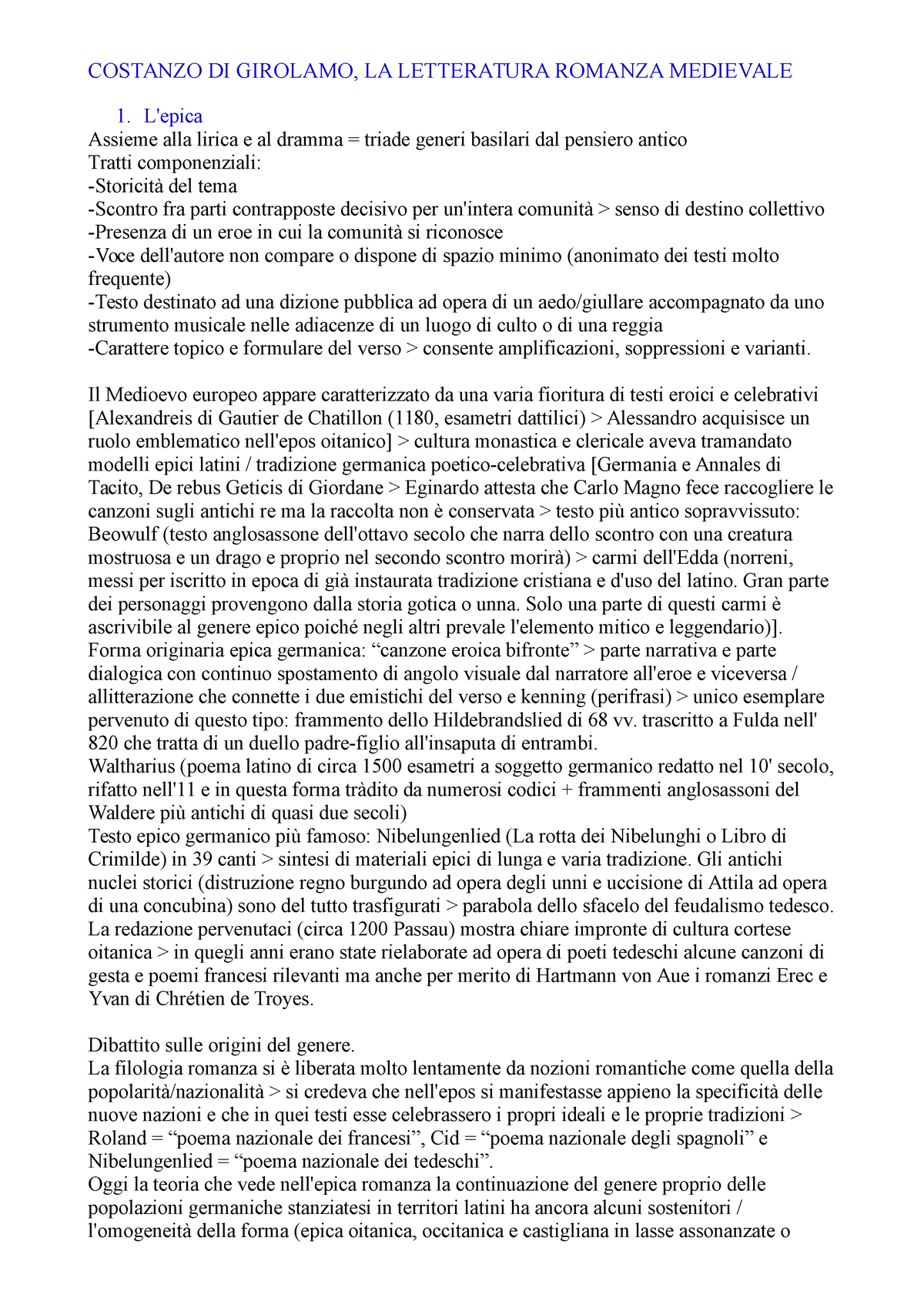 La letteratura romanza medievale,Di Girolamo - COSTANZO DI GIROLAMO, LA  LETTERATURA ROMANZA - Studocu