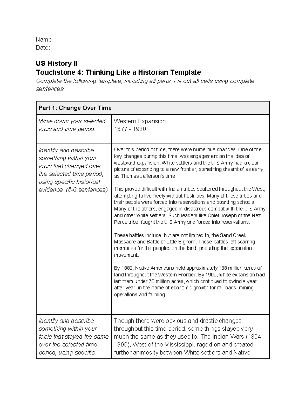 US History II Touchstone 4 Aiden SM - Name: Date: US History II ...