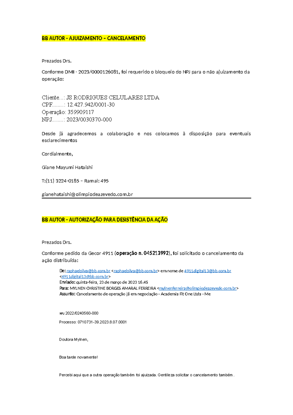 DMIS - BB Autor - Modelo - BB AUTOR - AJUIZAMENTO – CANCELAMENTO ...