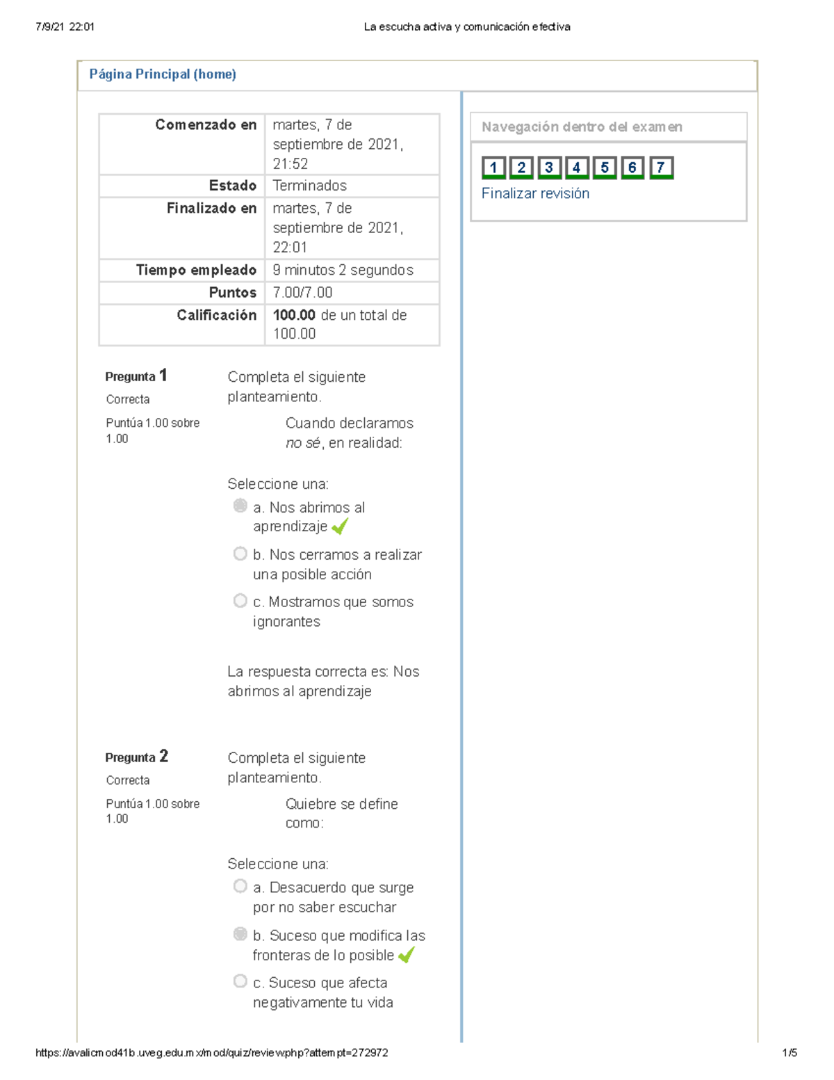 La Escucha Activa Y Comunicación Efectiva Examen - Página Principal ...