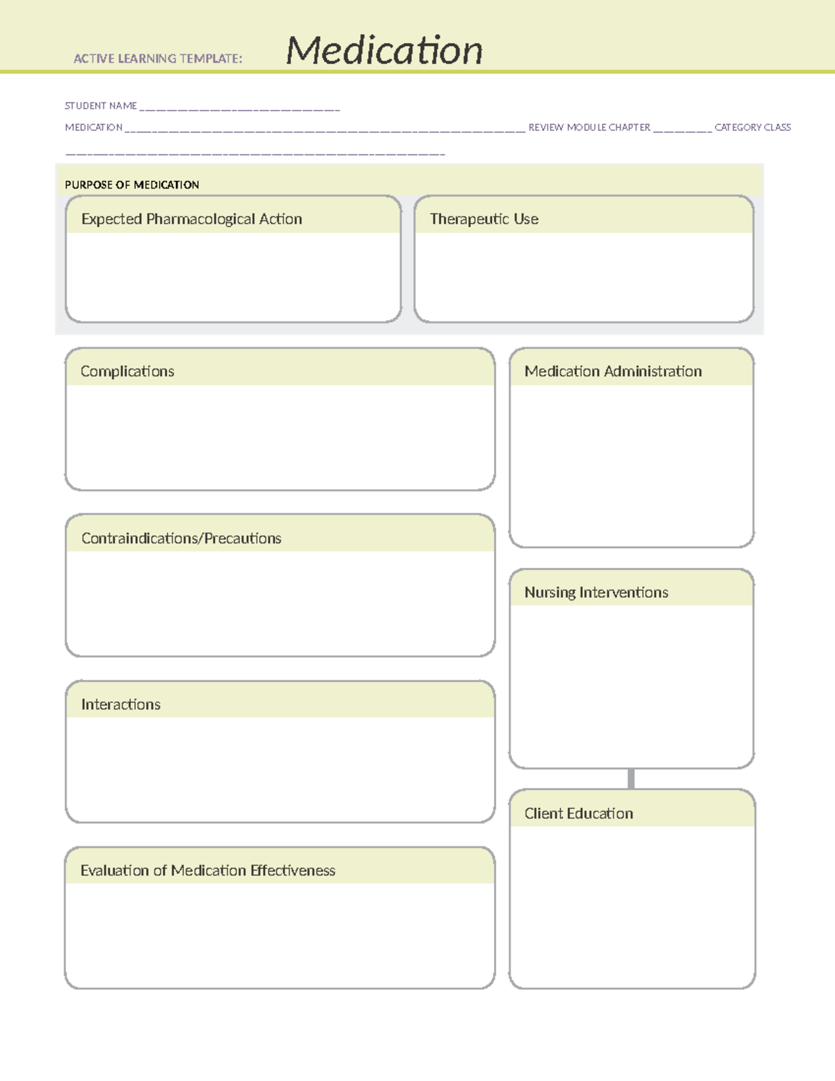 Medication Template - STUDENT NAME ...