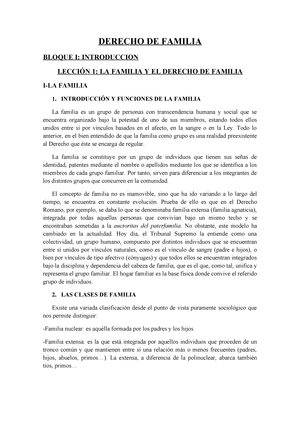 Temas 1 18 Profesor Linares Derecho De Familia Bloque Introduccion La Familia El Derecho De Familia Familia Funciones De La Familia La Familia Es Un Grupo De Studocu