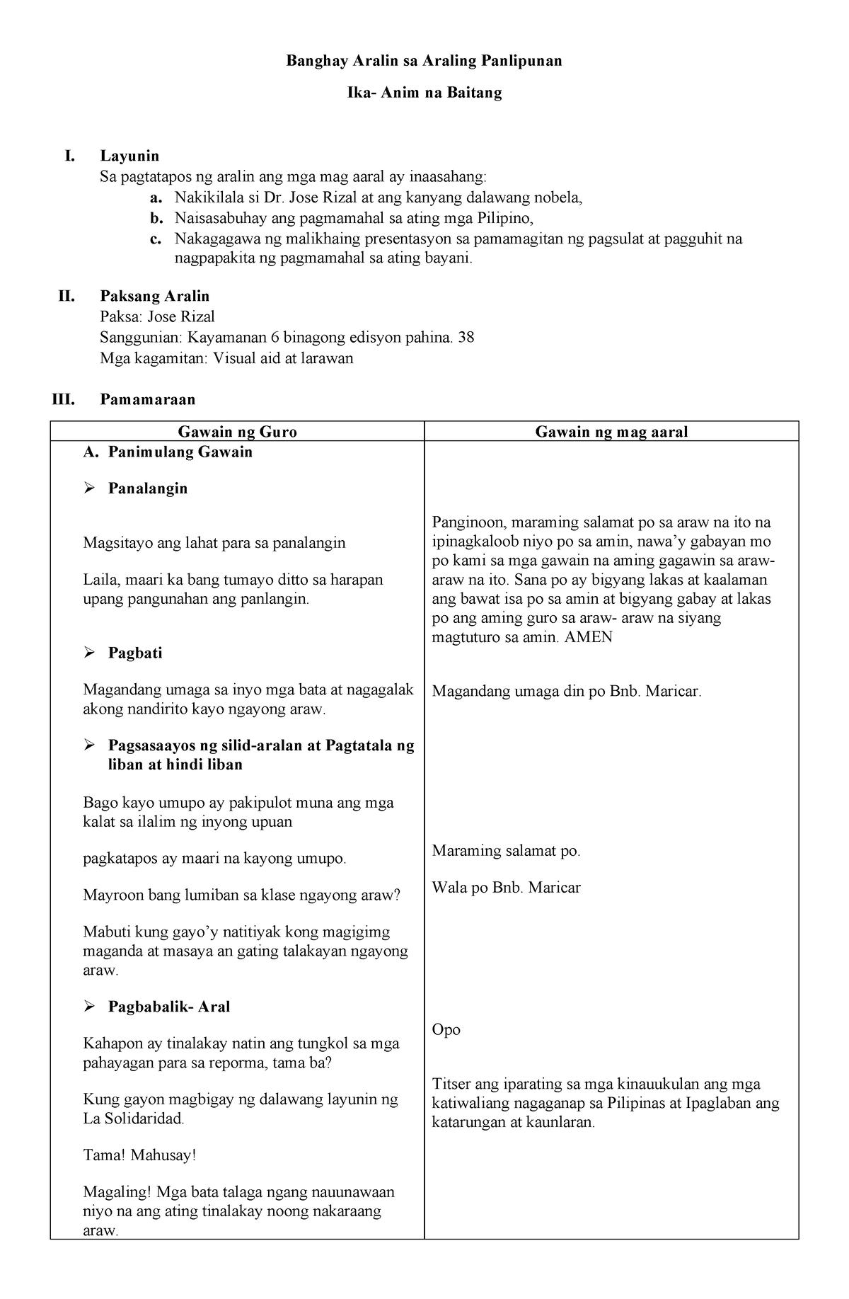 Banhay-Aralin-AP - Lesson Plan - Banghay Aralin Sa Araling Panlipunan ...