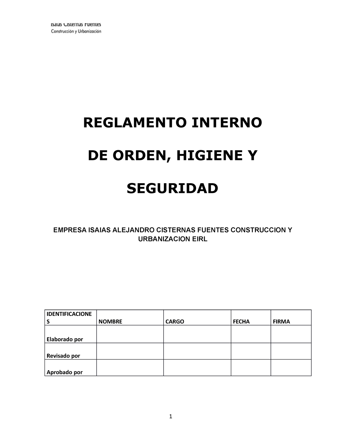 Reglamento Interno De Orden Higiene Y Seguridad Reglamento Interno De Orden Higiene Y 1768