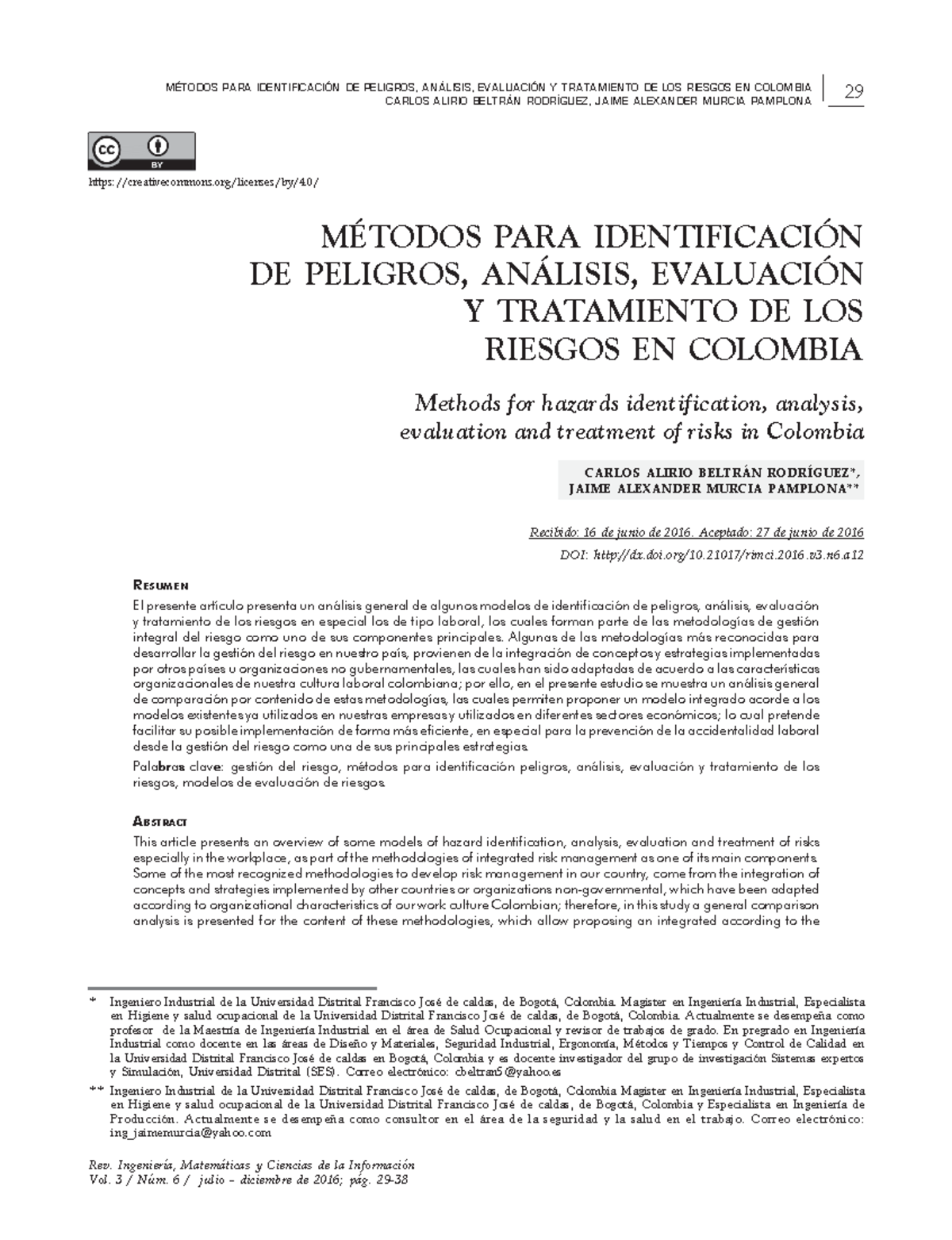 Metodos PARA Identificacion DE Peligros Analisis E - MÉTODOS PARA ...