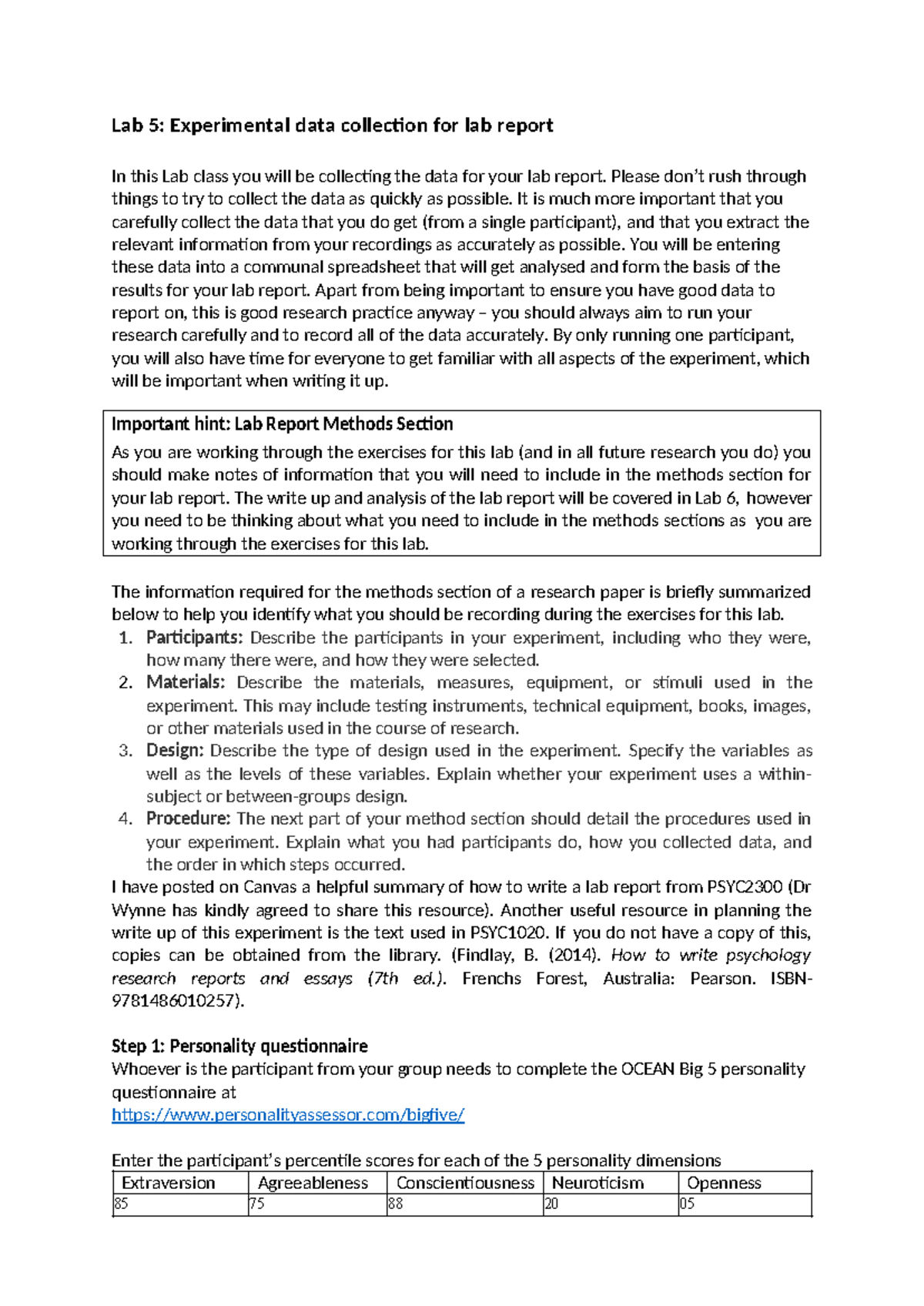 Lab 5 - Lab report experiment - 2024 - Lab 5: Experimental data ...