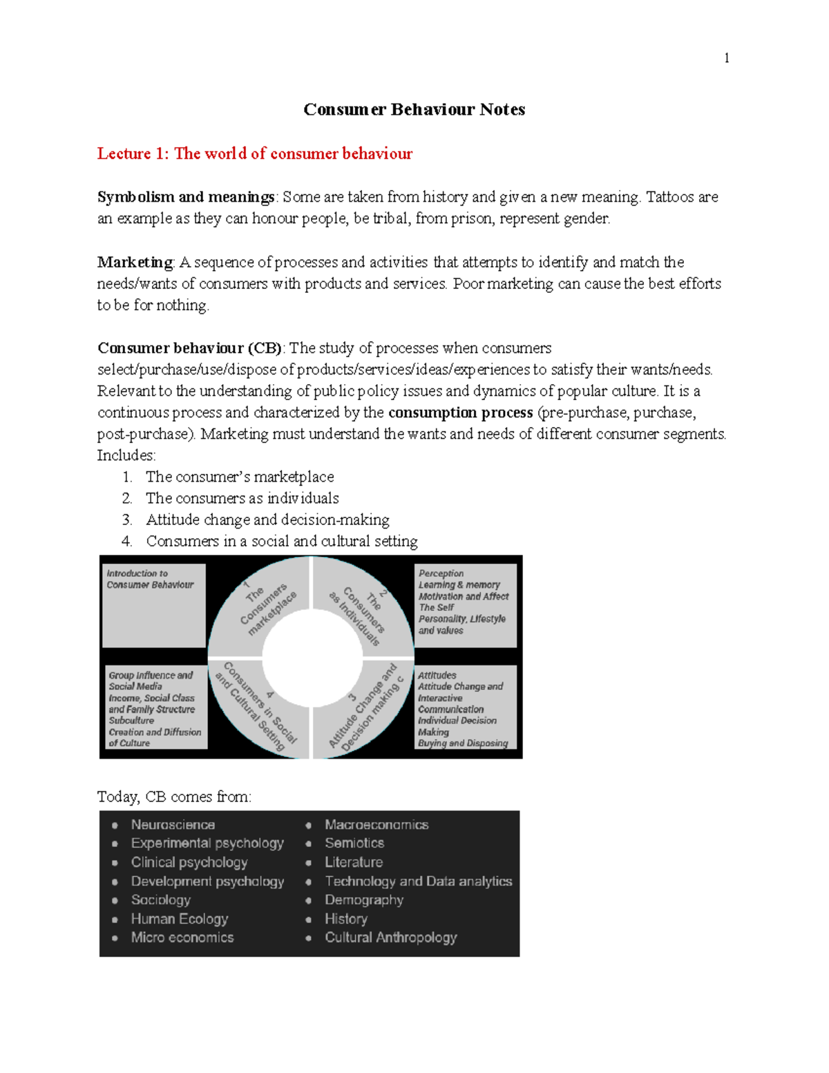 ADM3321 midterm notes - Consumer Behaviour Notes Lecture 1: The world ...