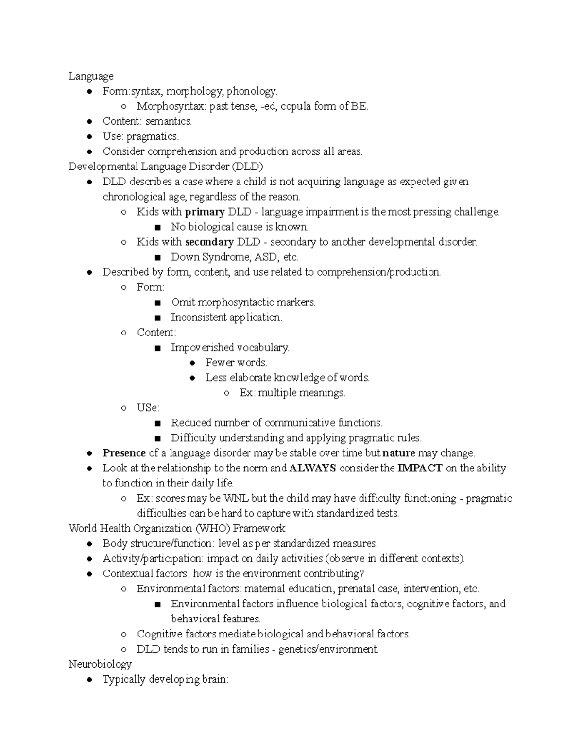 Developmental Midterm Study Guide - Language Form:syntax, morphology ...