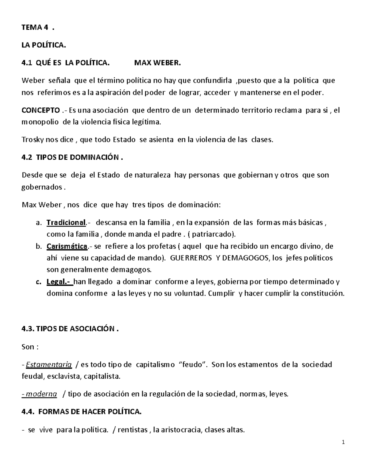 TEMA 4 La política - Apuntes 4 - Warning: TT: undefined function: 32 ...