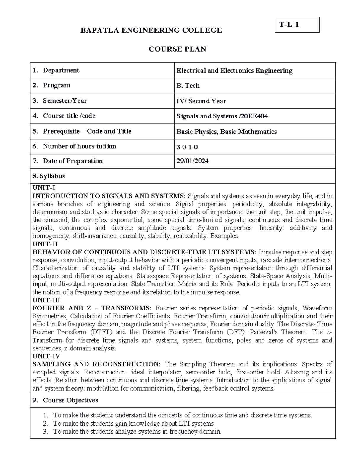 Course Plan SS 2023-24 - BAPATLA ENGINEERING COLLEGE COURSE PLAN ...