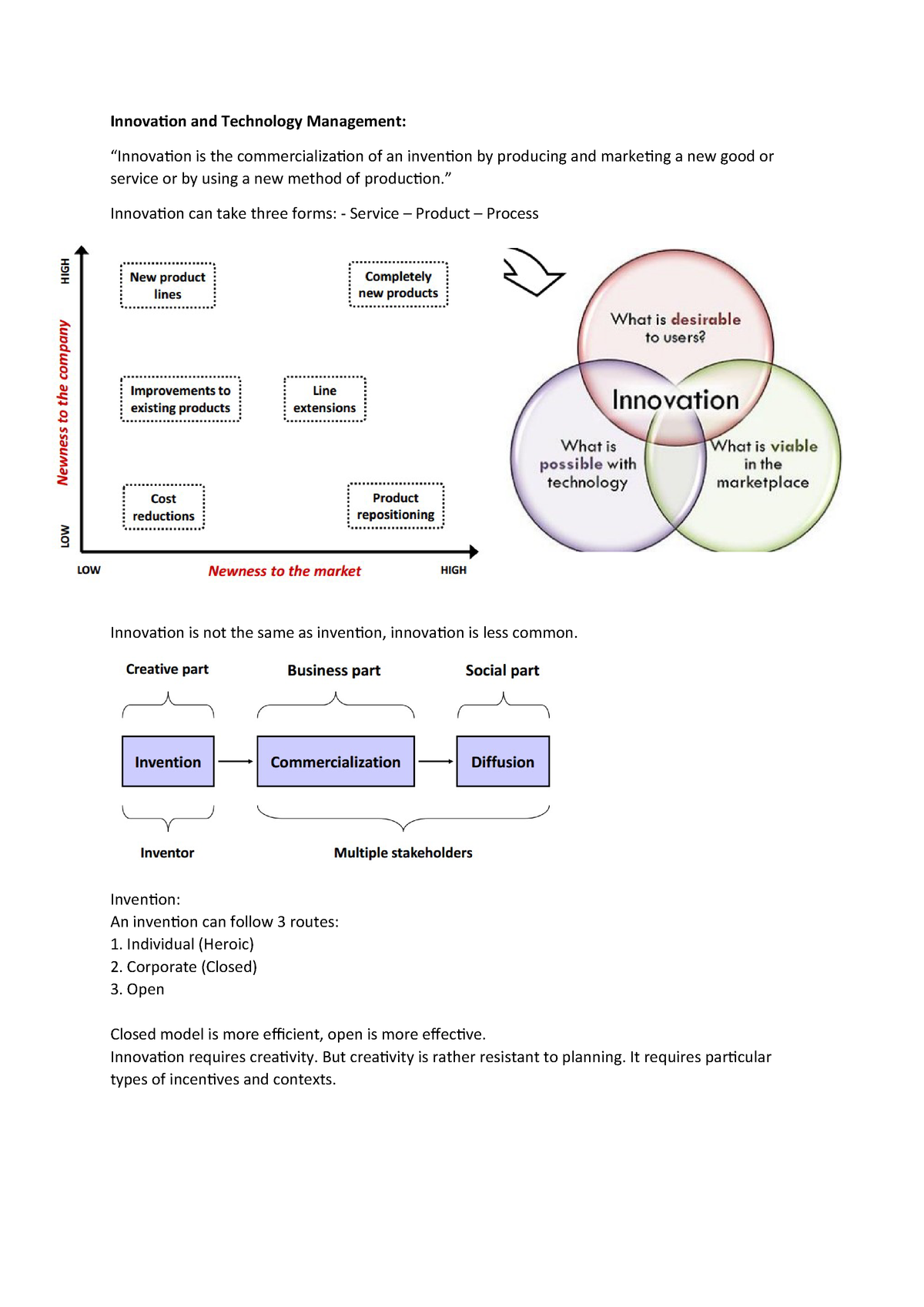 Summary Innovation And Technology Management Innovation And Technology Studeersnel