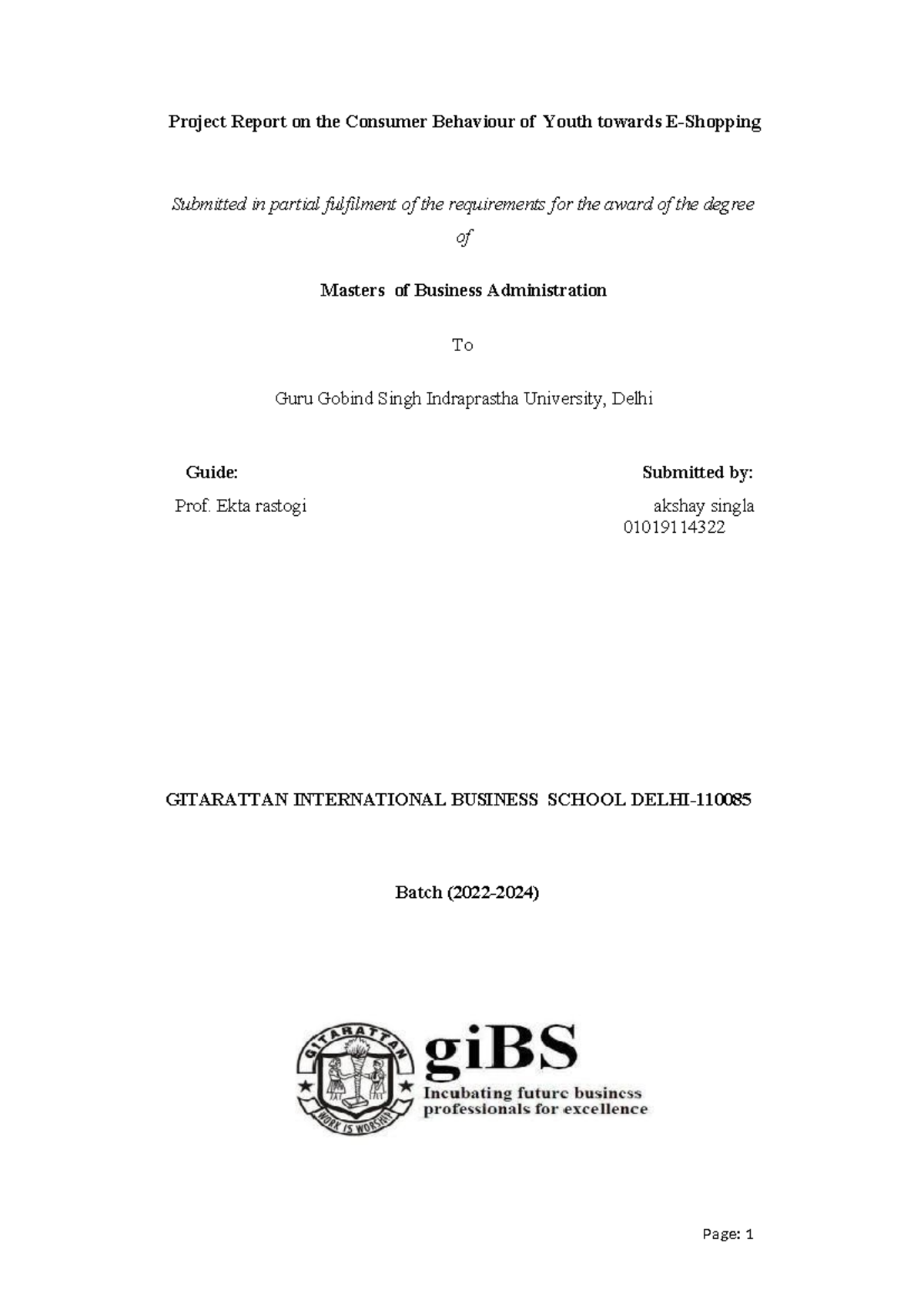 Project Report on the Consumer Behaviour of Youth towards E - Project ...