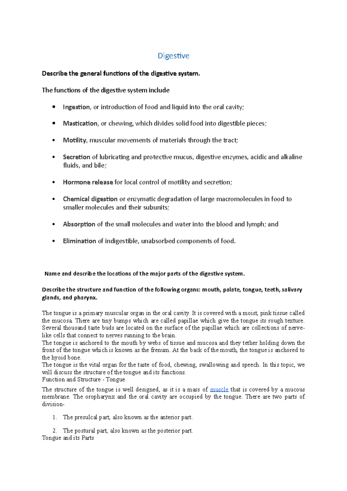 Anatomy exam 2 prep all the important information for exam 2