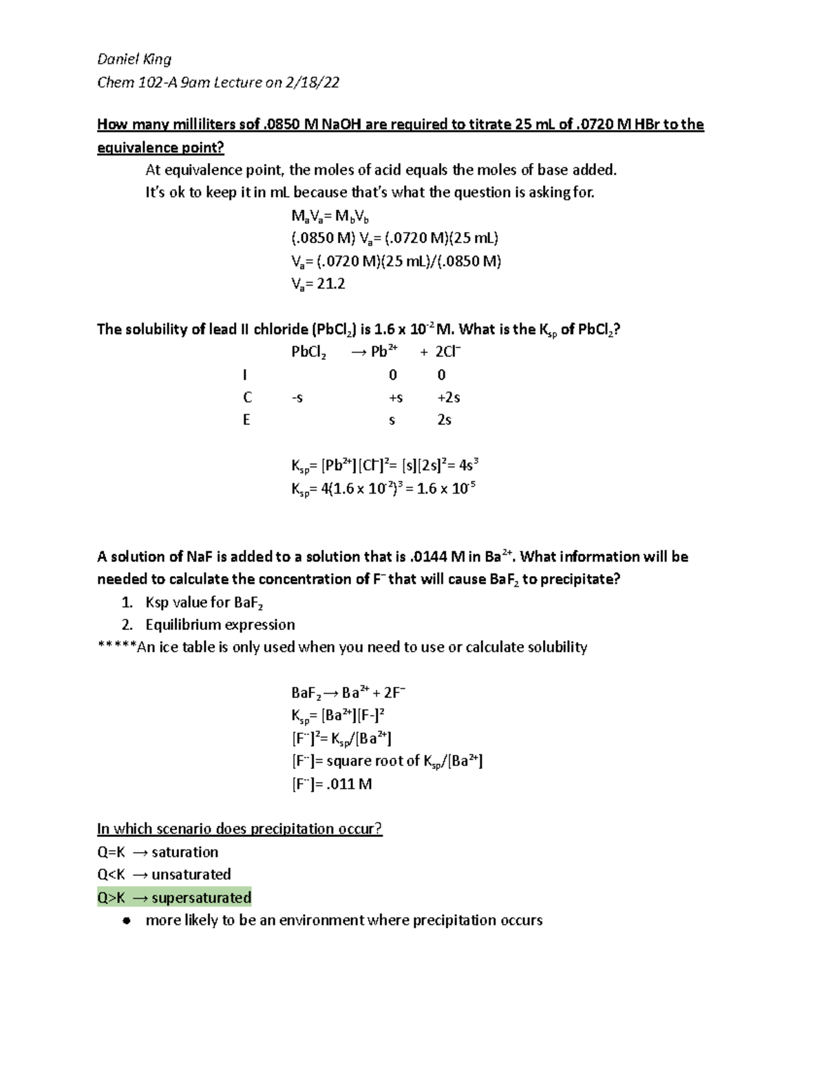 Chem 102-A 2/18/22 - CHEM 102 - Studocu