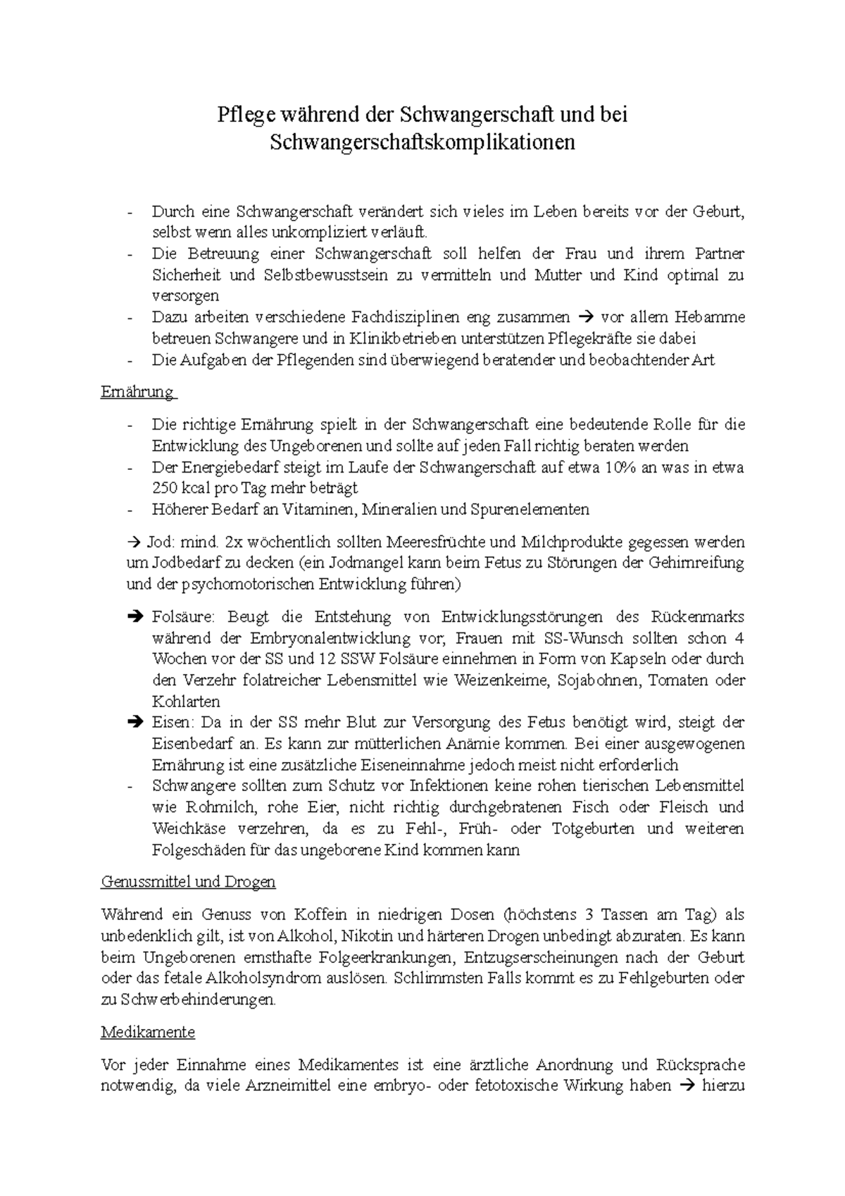 Pflege während der Schwangerschaft und bei ...