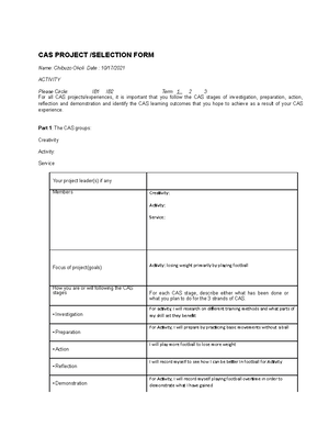 CAS - bruh - CAS ORIENTATION I resumed on the 10th of September 2021 ...
