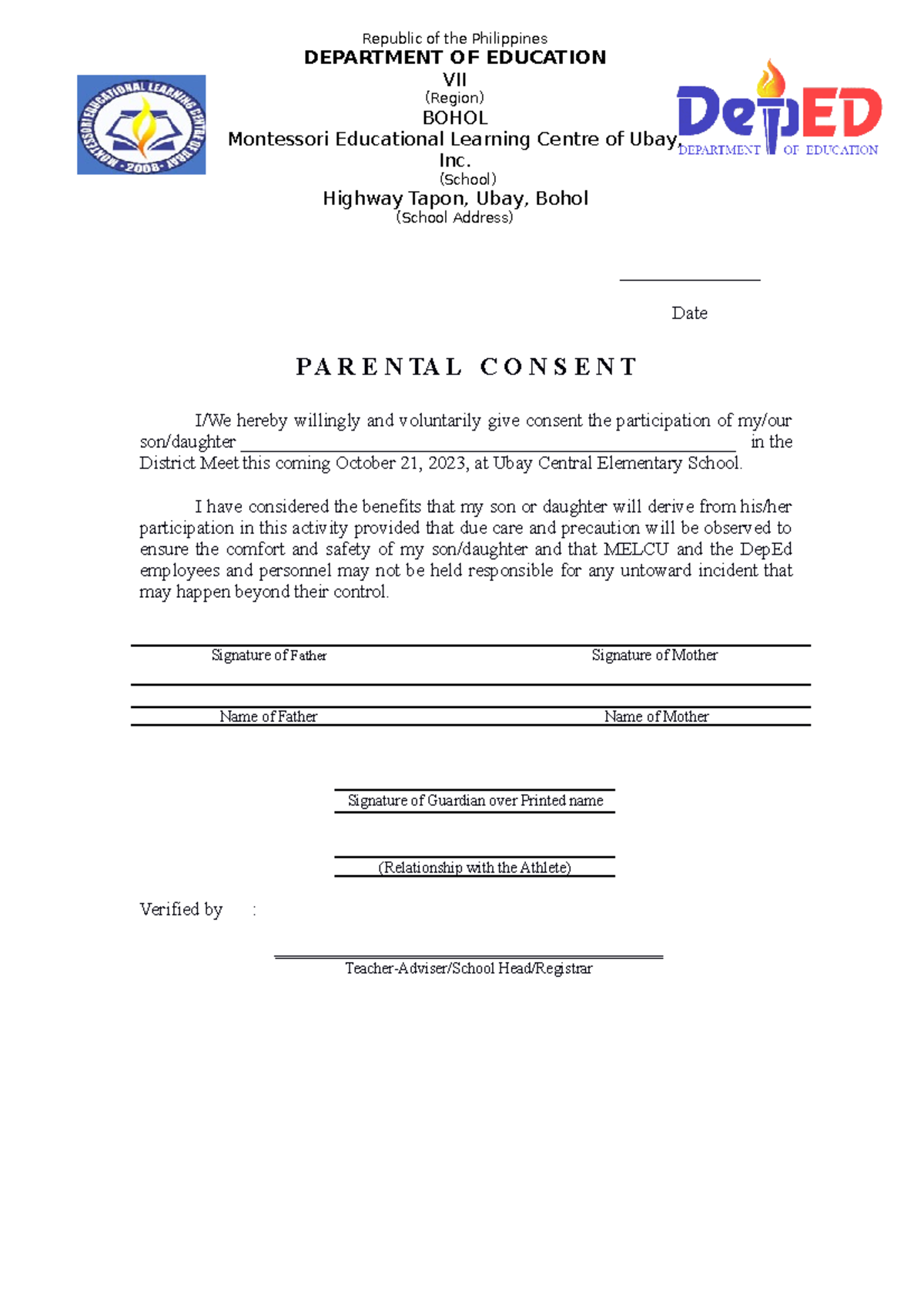 Parental-Consent-Form - _______________ Date P A R E N TA L C O N S E N ...
