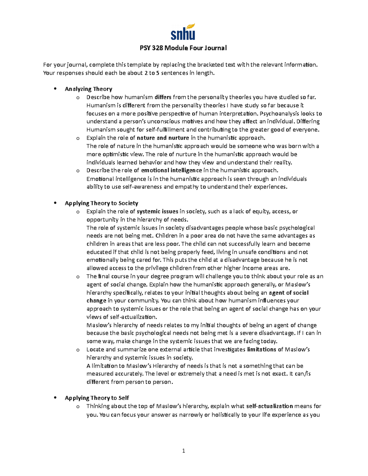 PSY 328 Module Four Journal - PSY 328 Module Four Journal For your ...