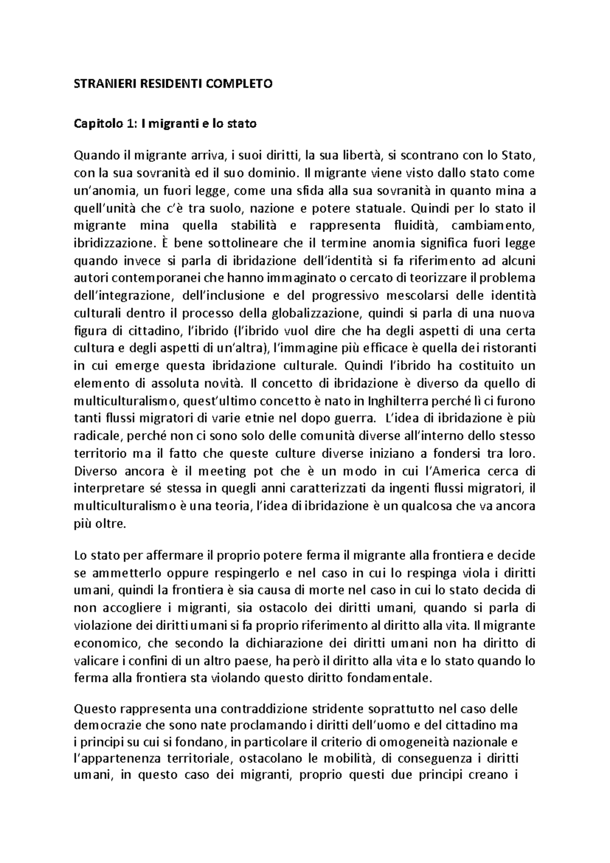 Stranieri Residenti - STRANIERI RESIDENTI COMPLETO Capitolo 1: I ...