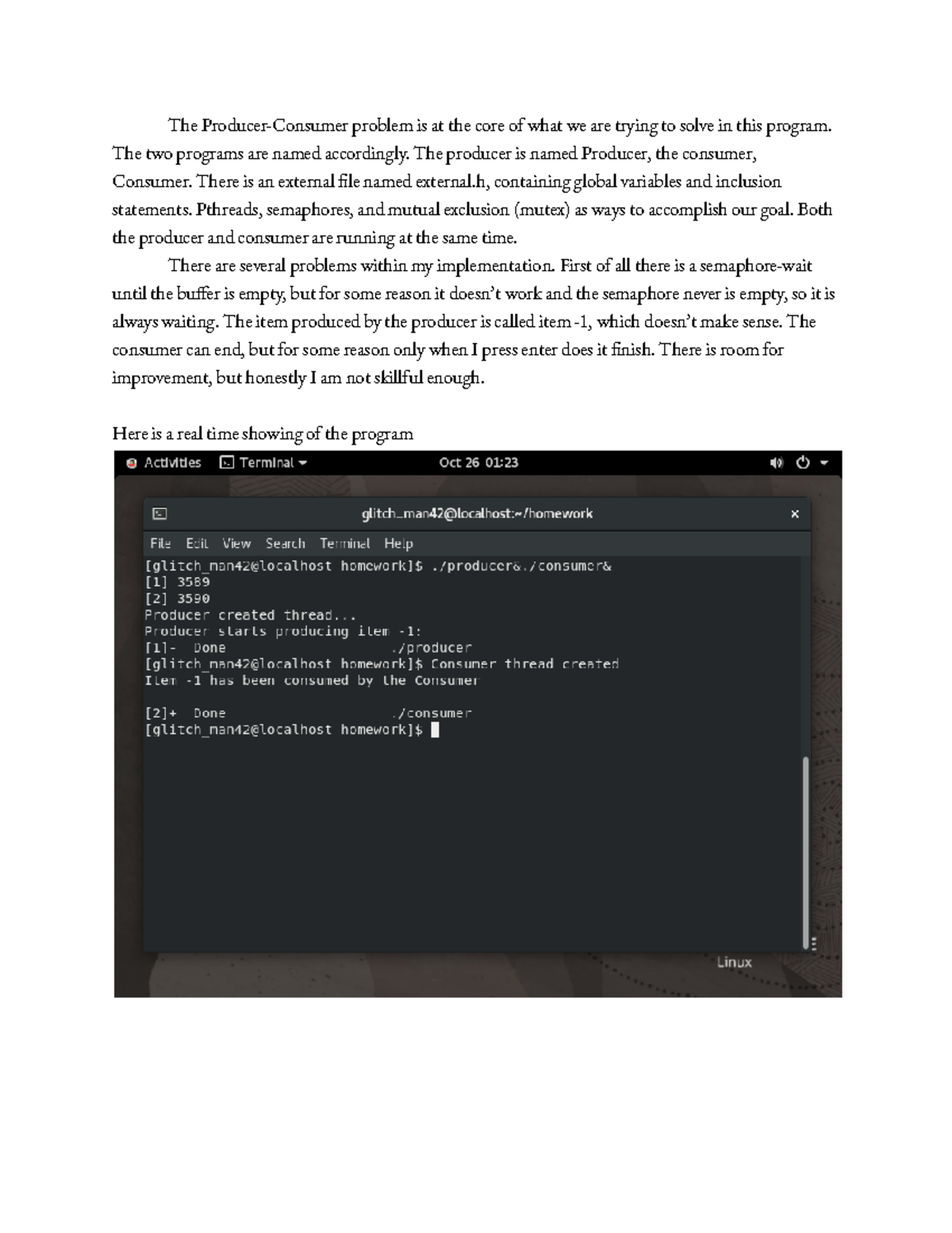 Documentation Homework 1 - The Producer-Consumer problem is at the core ...