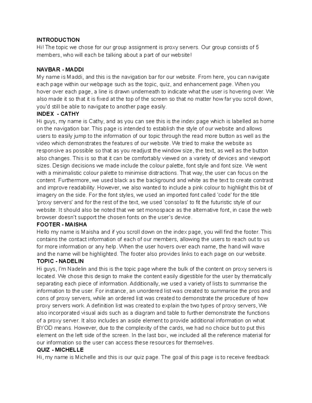 Video Script - INTRODUCTION Hi! The topic we chose for our group ...