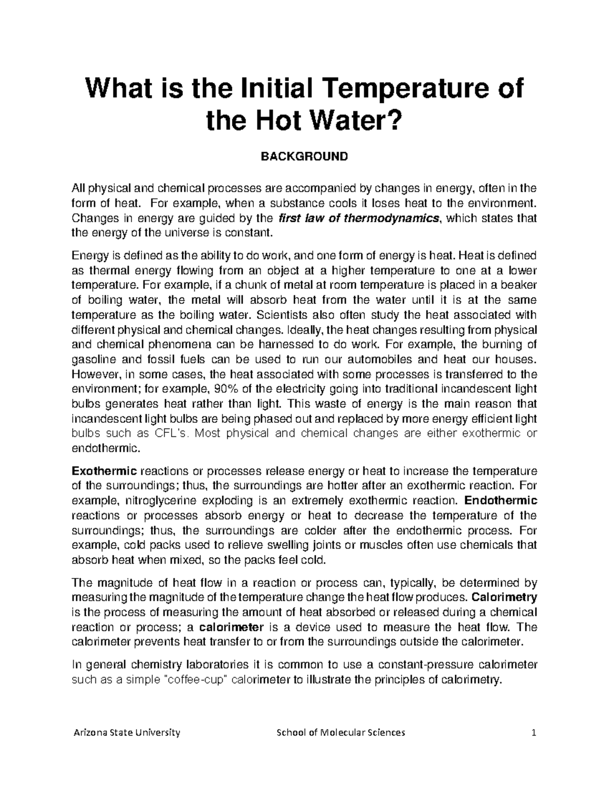 hot water research paper