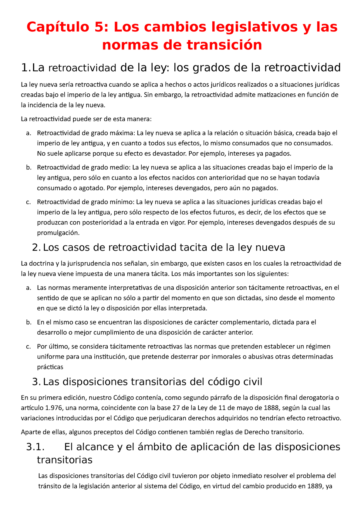 Capitulo 5 La Retroactividad De La Ley Capítulo 5 Los Cambios Legislativos Y Las Normas De 1998